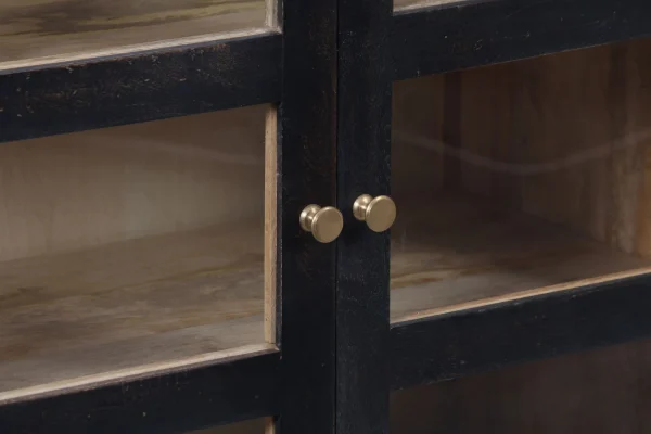 Contemporary Coastal Black Glass Door Display Cabinet - Image 6