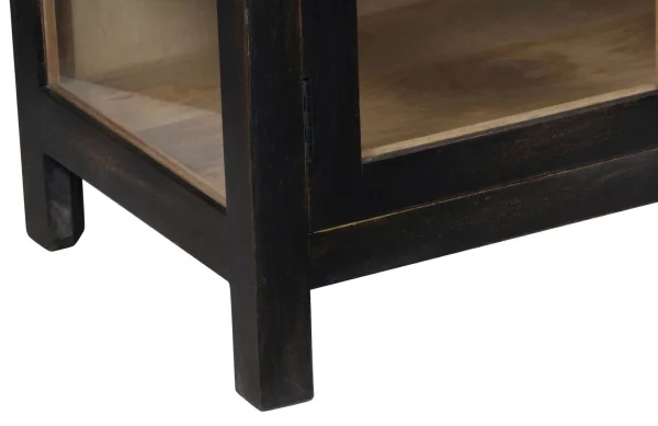 Contemporary Coastal Black Glass Door Display Cabinet - Image 7