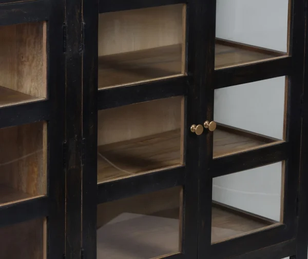 Contemporary Coastal Black Glass Door Display Cabinet - Image 4
