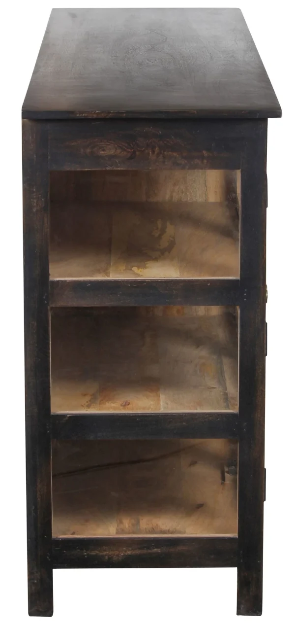 Contemporary Coastal Black Glass Door Display Cabinet - Image 5