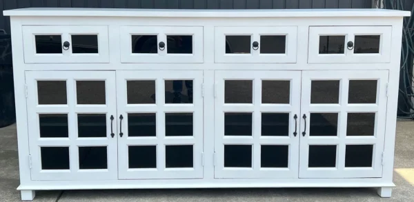 Coastal White Smoked Glass Door Credenza - Image 2