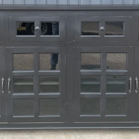 Coastal Black Smoked Glass Door Credenza