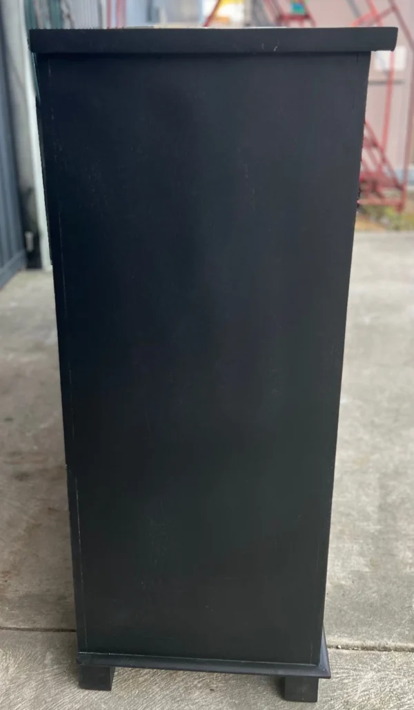 Coastal Black Smoked Glass Door Credenza - Image 6