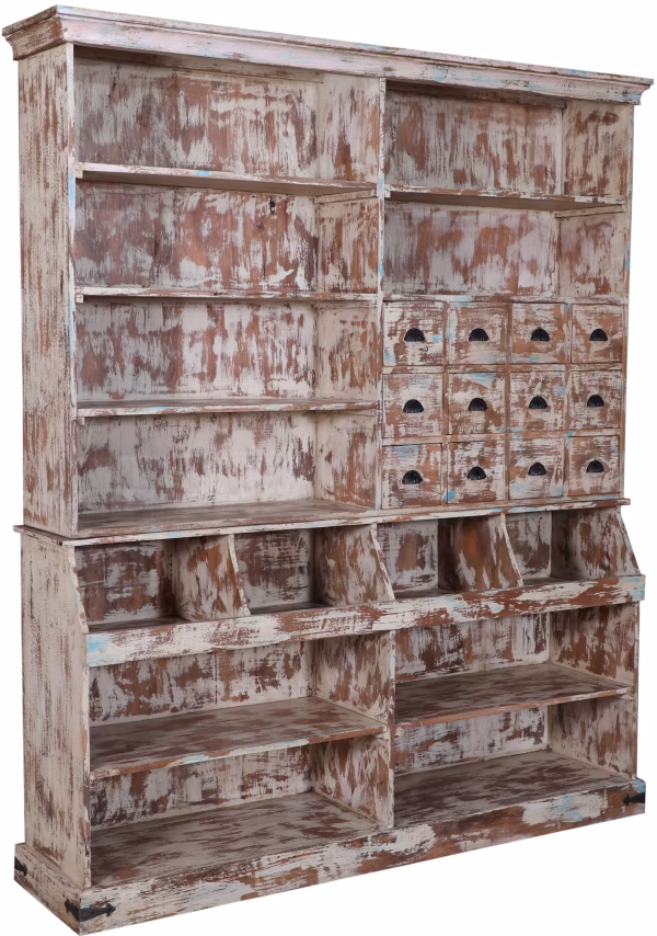 Vintage Store Style Solid Wood Open Shelf Kitchen Hutch - Image 2
