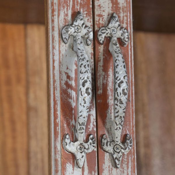 Rustic Reclaimed 6' Tall Glass Door Wood Bookcase Weathered - Image 6