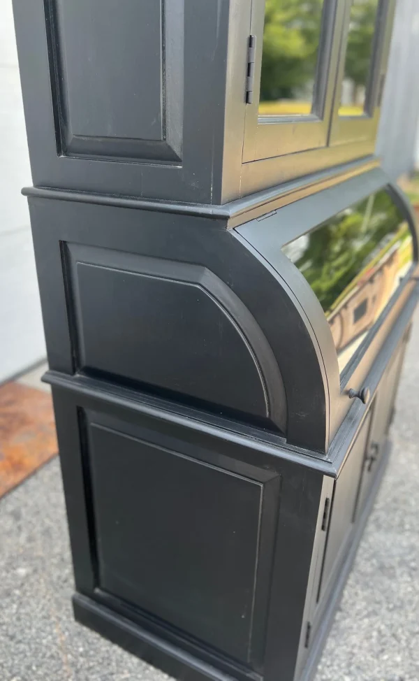 Single Roll Curved Glass Bread Pantry Hutch Black - Image 6