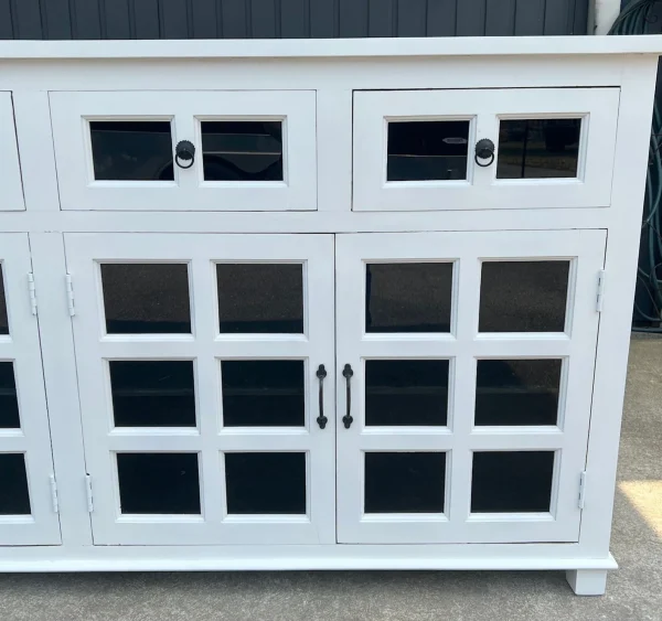 Coastal White Smoked Glass Door Credenza - Image 5