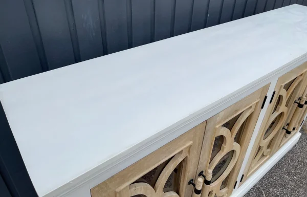 Contemporary White & Natural Wood Glass Door Buffet - Image 5