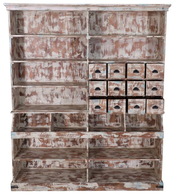 Vintage Store Style Solid Wood Open Shelf Kitchen Hutch - Image 3