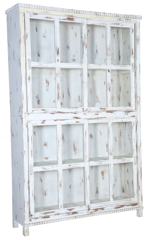 8' Tin Frame Farmhouse Sliding Glass Door Pantry Cupboard - Image 2
