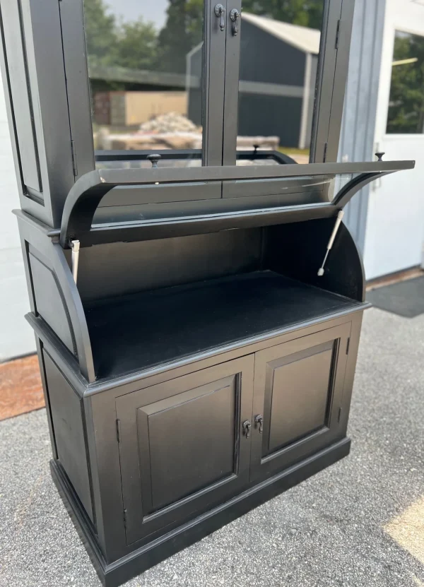 Single Roll Curved Glass Bread Pantry Hutch Black - Image 5