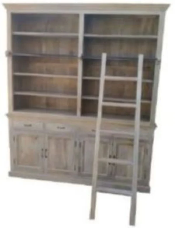 Coastal Driftwood Bookcase With Sliding Ladder - Image 3