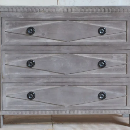 Coastal Gray Marquise Diamond 3-Drawer Chest