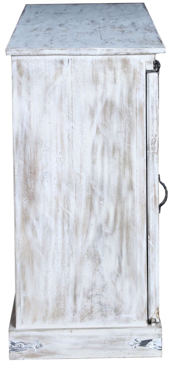 Coastal Whitewash 5' Sliding Door TV Stand Media Cabinet - Image 7