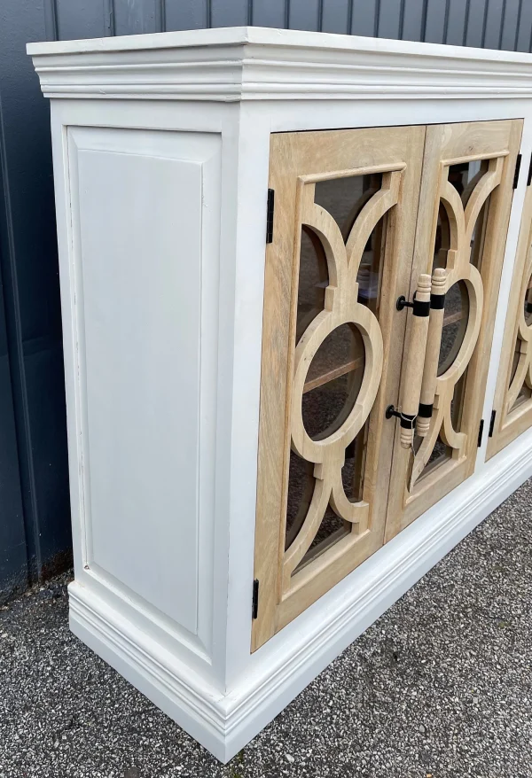 Contemporary White & Natural Wood Glass Door Buffet - Image 6
