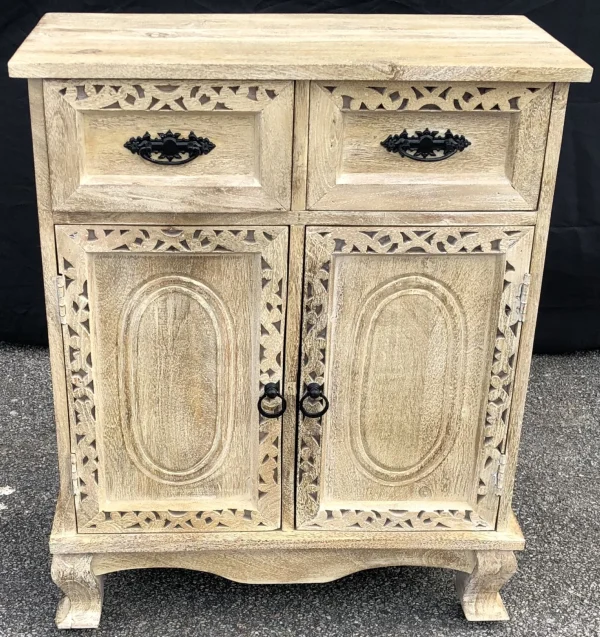 French Country Narrow 2-Door 2-Drawer Accent Cabinet - Image 2