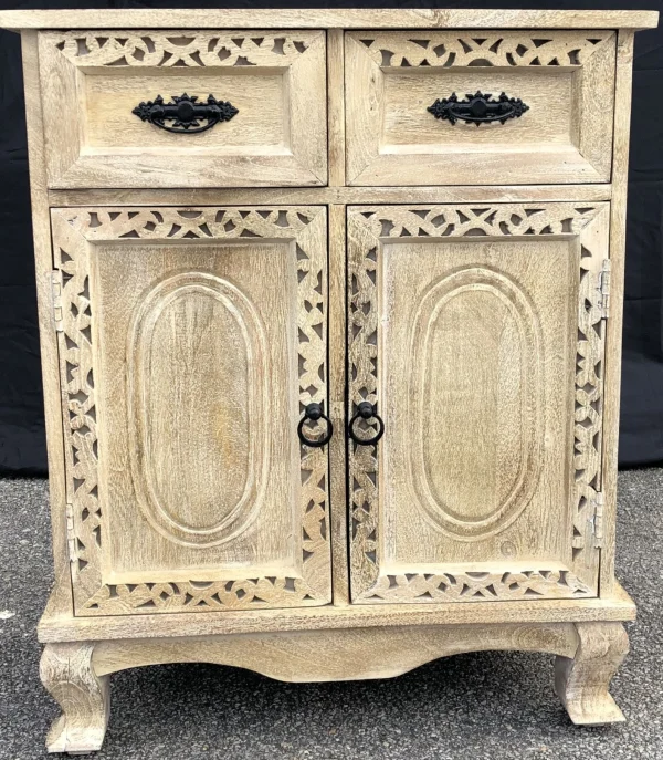 French Country Narrow 2-Door 2-Drawer Accent Cabinet - Image 3