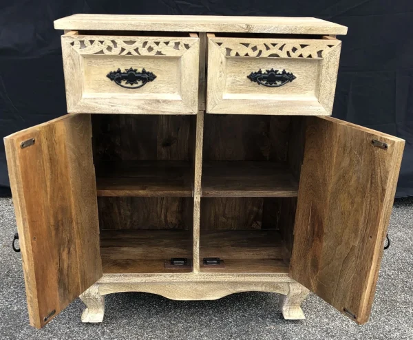 French Country Narrow 2-Door 2-Drawer Accent Cabinet - Image 4