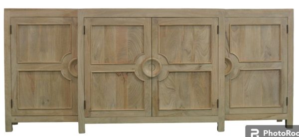 Mid Century Modern Rustic 4-Door Natural Wood Buffet - Image 2