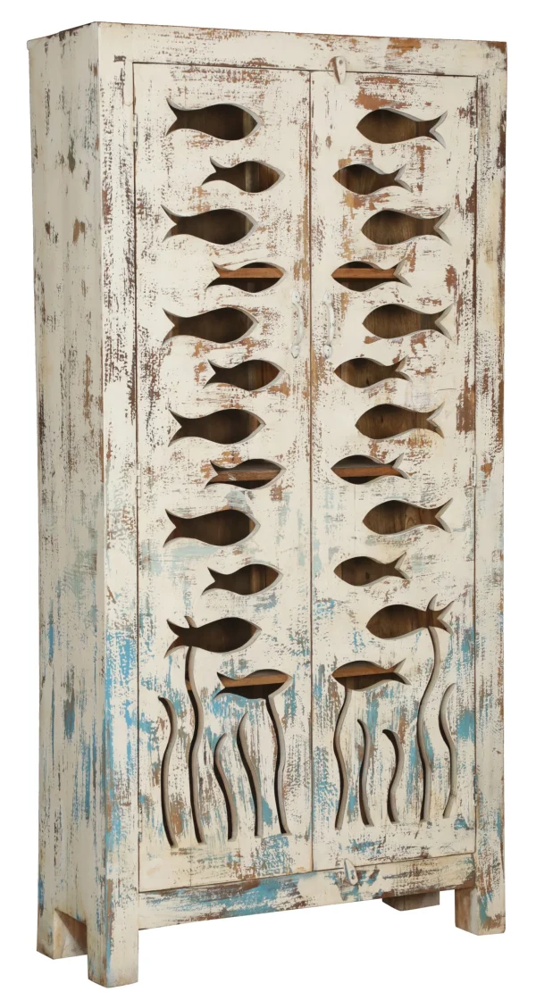 Coastal Beach House Carved Fish Mudroom Cabinet - Image 2