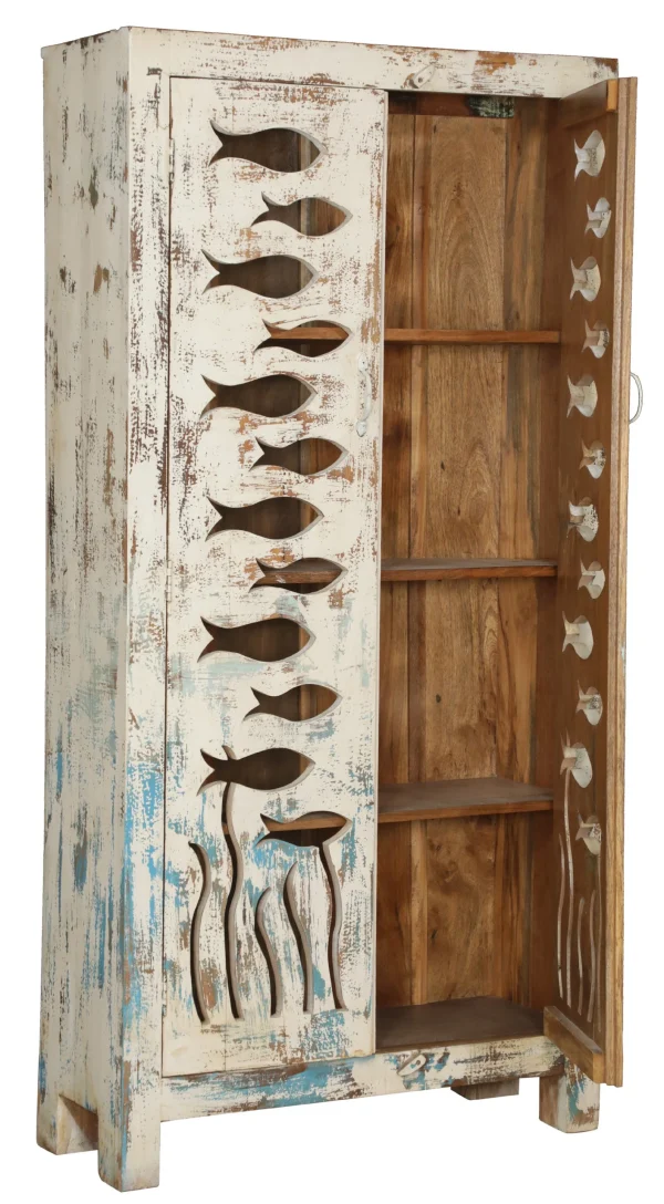 Coastal Beach House Carved Fish Mudroom Cabinet - Image 3