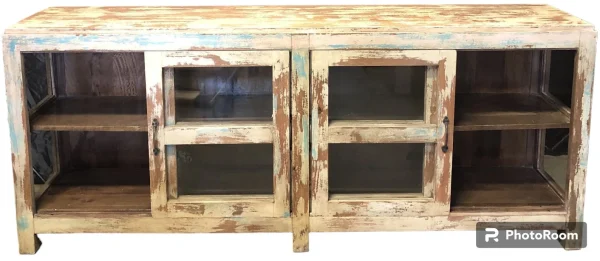 Farmhouse Sliding Glass Door Media Console - Image 2
