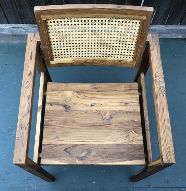 Pair of Coastal Boho Teak & Cane Armchairs - Image 3