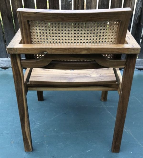 Pair of Coastal Boho Teak & Cane Armchairs - Image 4