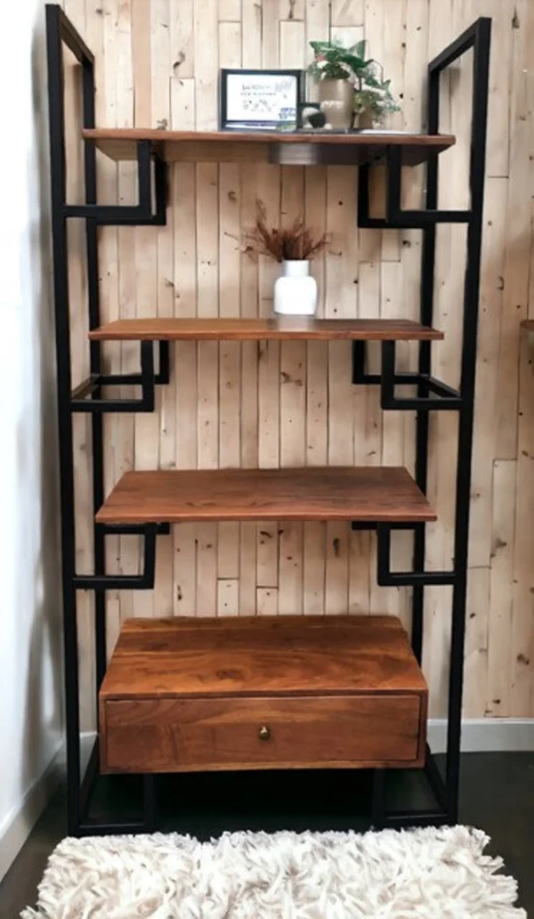Modern Industrial Iron Bookcase - Image 2