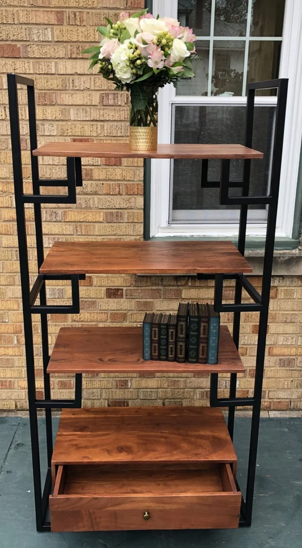 Modern Industrial Iron Bookcase - Image 3