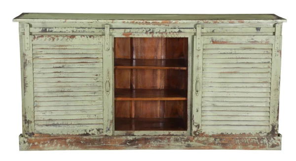 Country Farmhouse Sliding Shutter Media Console