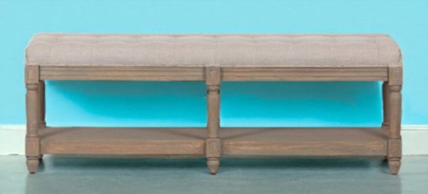 Coastal Dining Table Bench With Shelf - Image 6