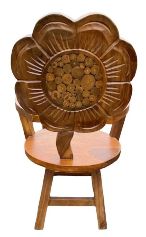 Wooden Sunflower Outdoor Garden Table & 2 Chairs - Image 4