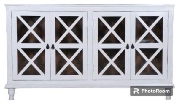 Farmhouse White Media Console Buffet - Image 3