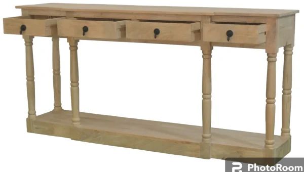 Modern Coastal 4 Drawer Breakfront Console Table - Image 4