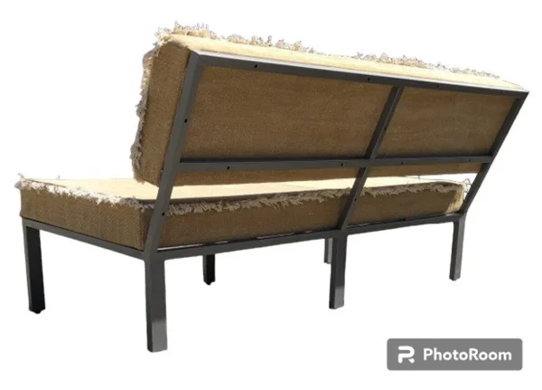 Coastal Boho Chic Iron Base Neutral Upholstery Oversize Sofa Dorm Room Small Apartment Daybed Couch - Image 3