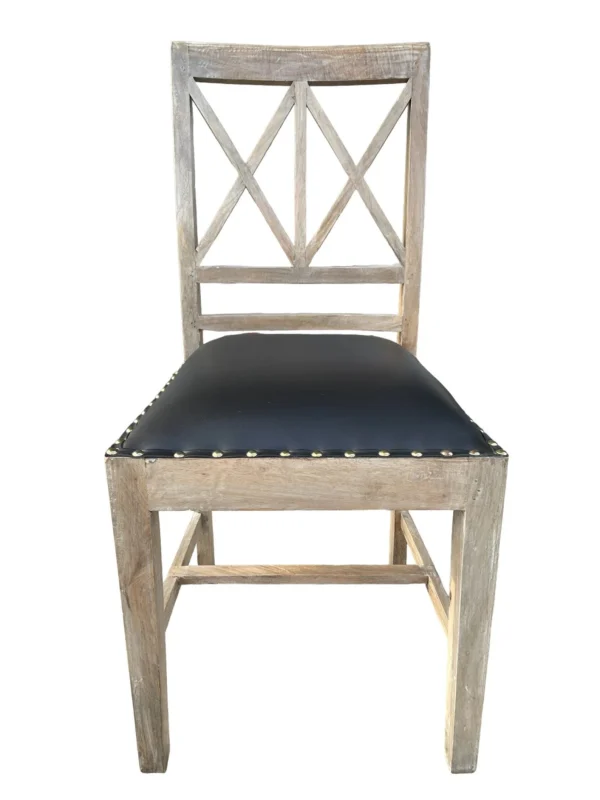 Set of 4 Coastal Driftwood X-Back Dining Chairs - Image 2