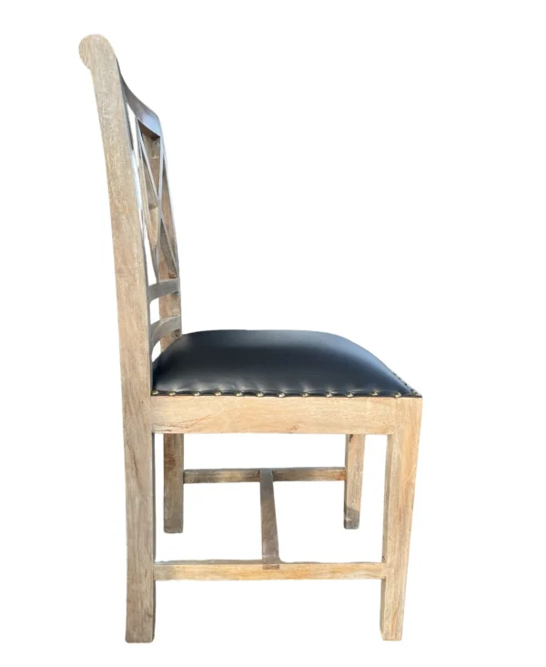 Set of 4 Coastal Driftwood X-Back Dining Chairs - Image 4