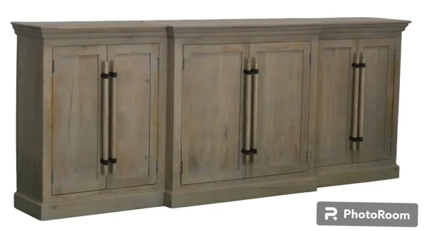 Coastal Style 6-Door Driftwood Entryway Credenza - Image 2