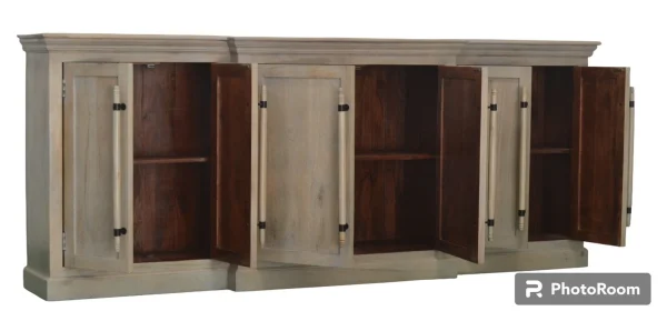 Coastal Style 6-Door Driftwood Entryway Credenza - Image 3