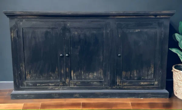 Old Farmhouse Distressed Black Entryway Console - Image 5