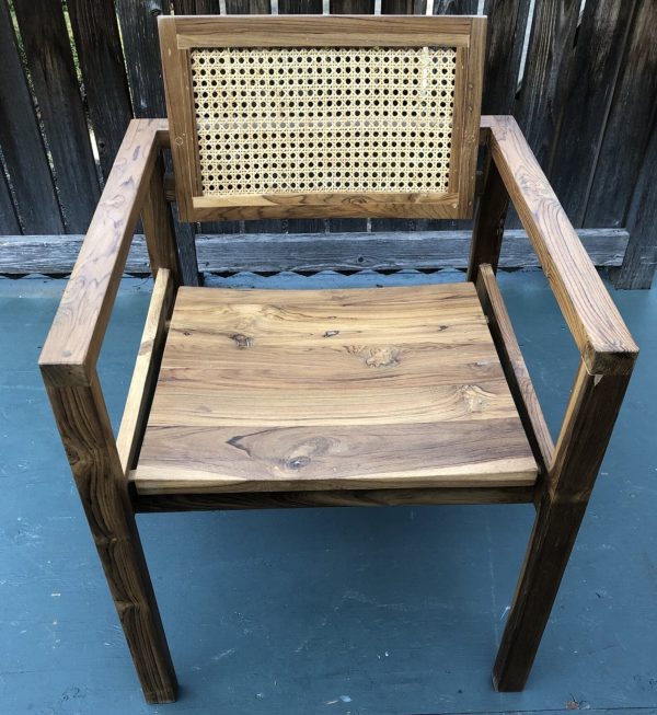 Pair of Coastal Boho Teak & Cane Armchairs - Image 5