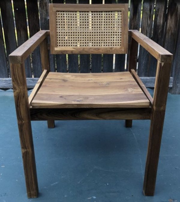 Pair of Coastal Boho Teak & Cane Armchairs - Image 6