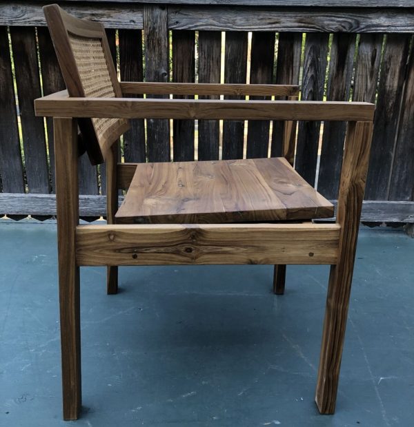 Pair of Coastal Boho Teak & Cane Armchairs - Image 7