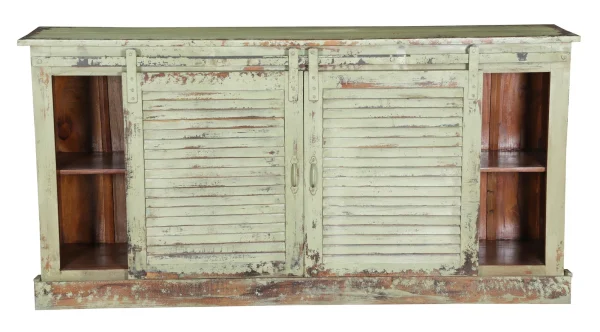 Country Farmhouse Sliding Shutter Media Console - Image 4