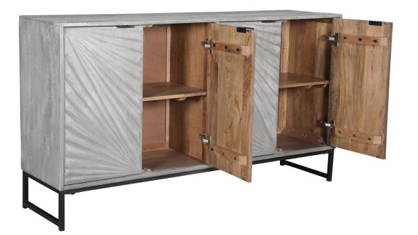 Coastal Gray Chevron Mango Wood Sideboard - Image 3