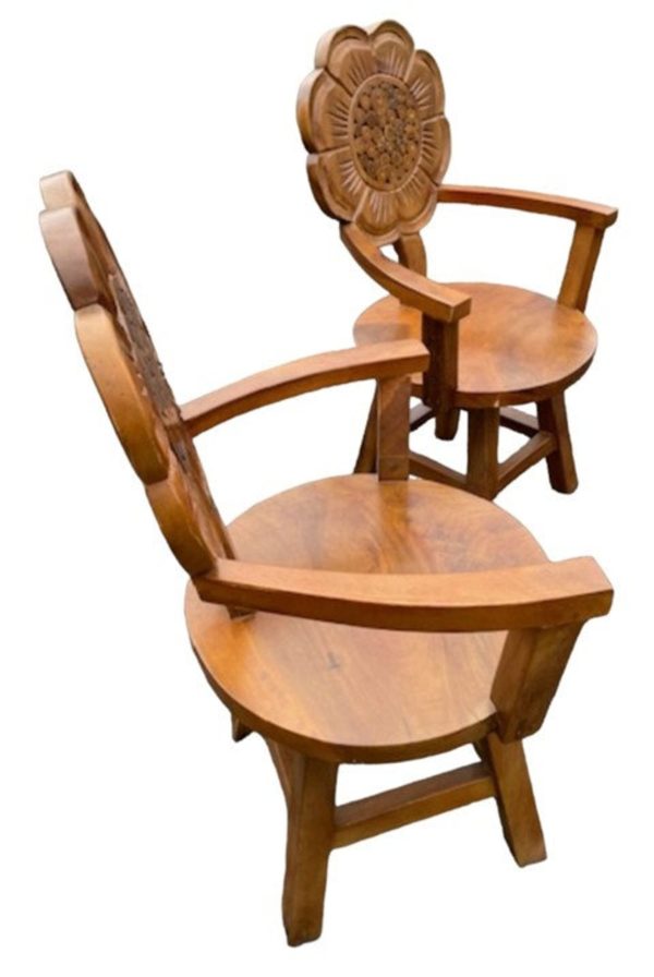 Wooden Sunflower Outdoor Garden Table & 2 Chairs - Image 8