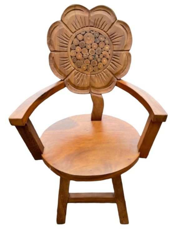 Wooden Sunflower Outdoor Garden Table & 2 Chairs - Image 7