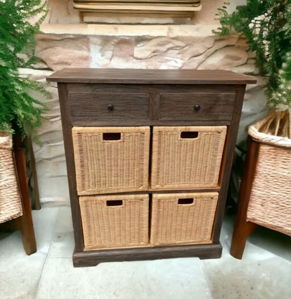 Coastal Tall Narrow Wood Cabinet - Image 2