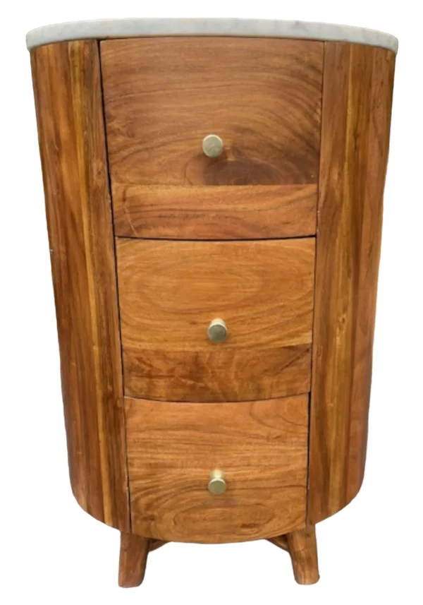 Pair of Modern Farmhouse Oval 3-Drawer Nightstands - Image 2